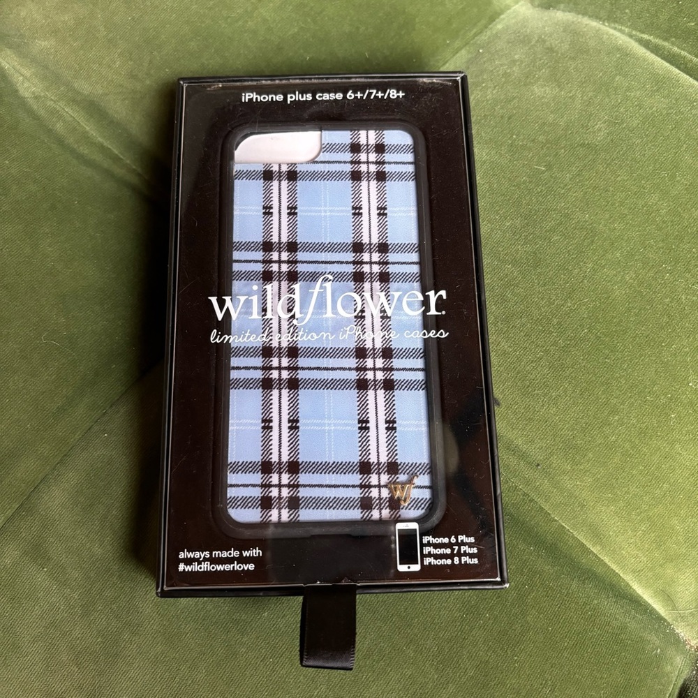 Blue Plaid Wildflower Case iPhone 6,7,8 Plus
